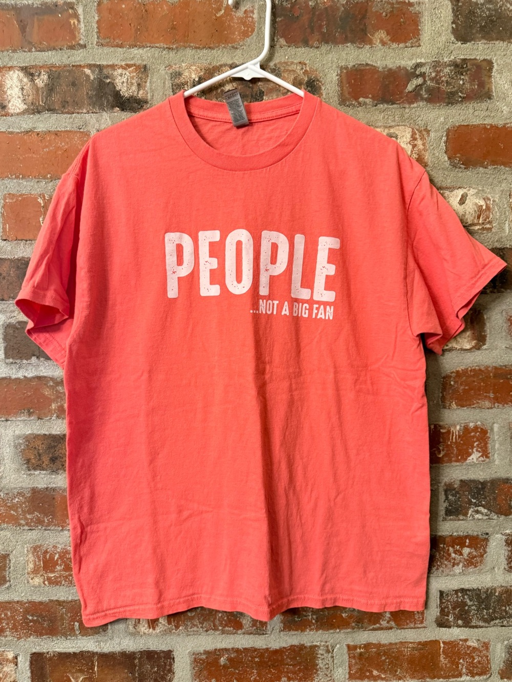 T43 - Coral Graphic Tee - “PEOPLE …Not a Fan” Print